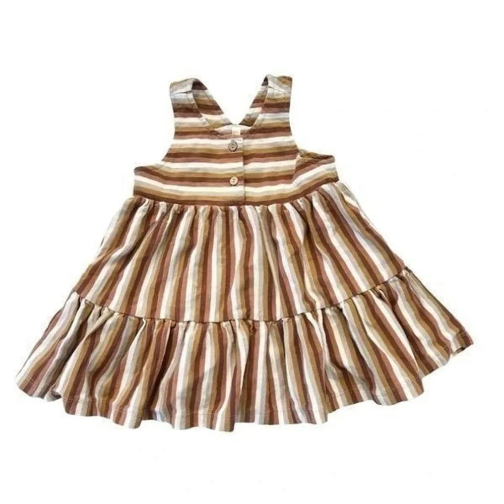 Rylee + Cru Kids 10-12Y Multicolor Striped Sleeveless Dress Tiered Boho New